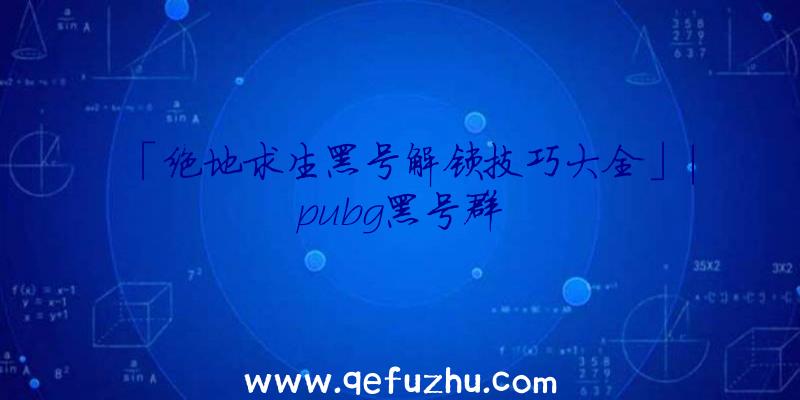 「绝地求生黑号解锁技巧大全」|pubg黑号群